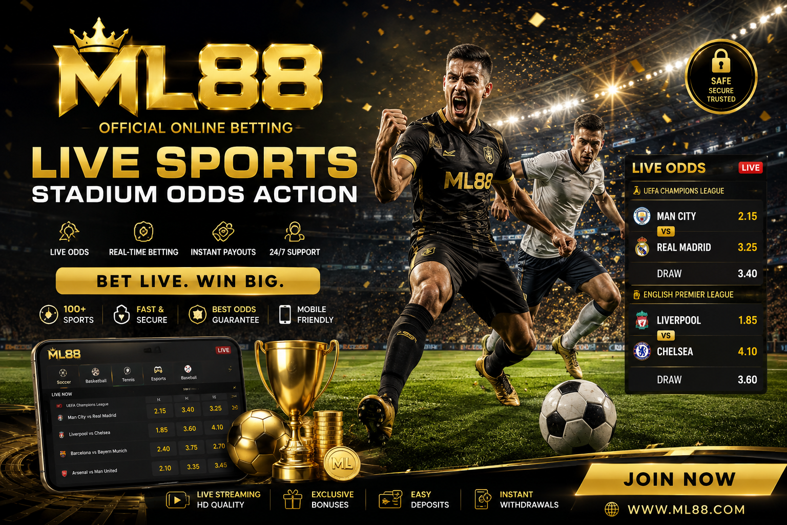 ML88 Malaysia Live Sports Betting Dashboard with Real-Time Odds